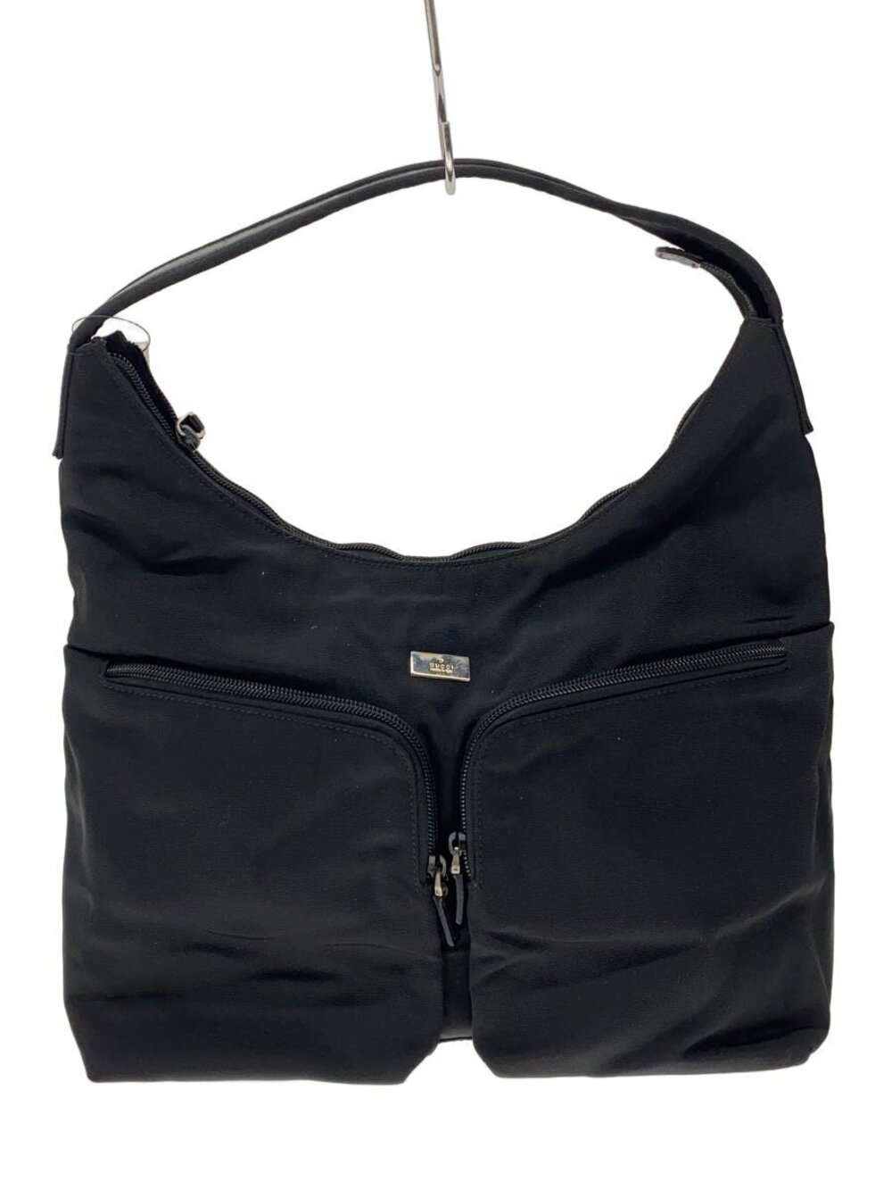 Gucci black hobo shoulder bag dual front zipper pockets